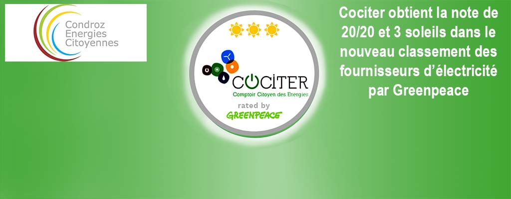 Cociter obtient 3 soleils au nouveau classement de Greenpeace Cociter obtient 3 soleils au nouveau classement de Greenpeace